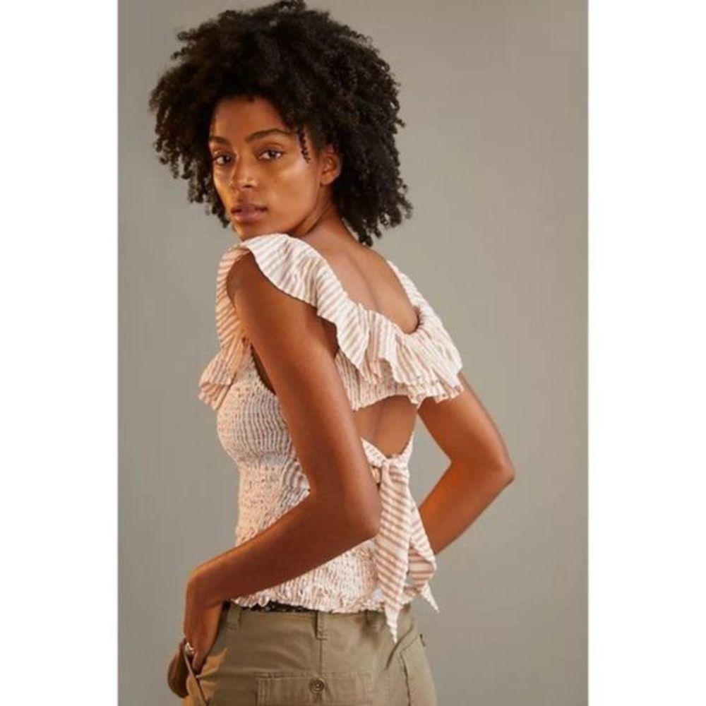 Striped Ruffle Sleeveless Top - Picture 3 of 6